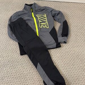 Nike Gray and Black Tracksuit with Yellow Accents